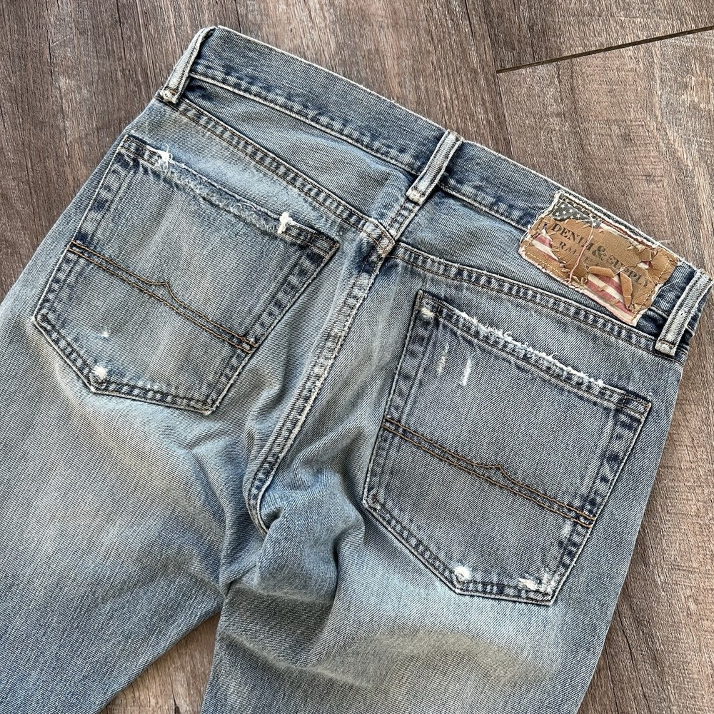 Ralph Lauren Denim Supply Distress Slim Jeans 32x33 Distressed Designer Vintage